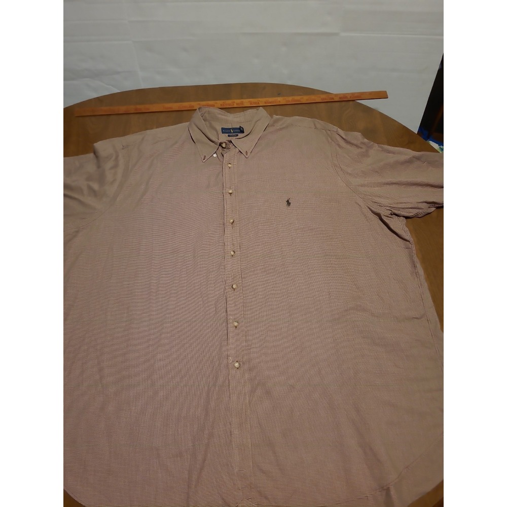 Ralph Lauren Big & Tall 4XLT Brown Houndstooth Button Down Shirt Men's Pony Logo